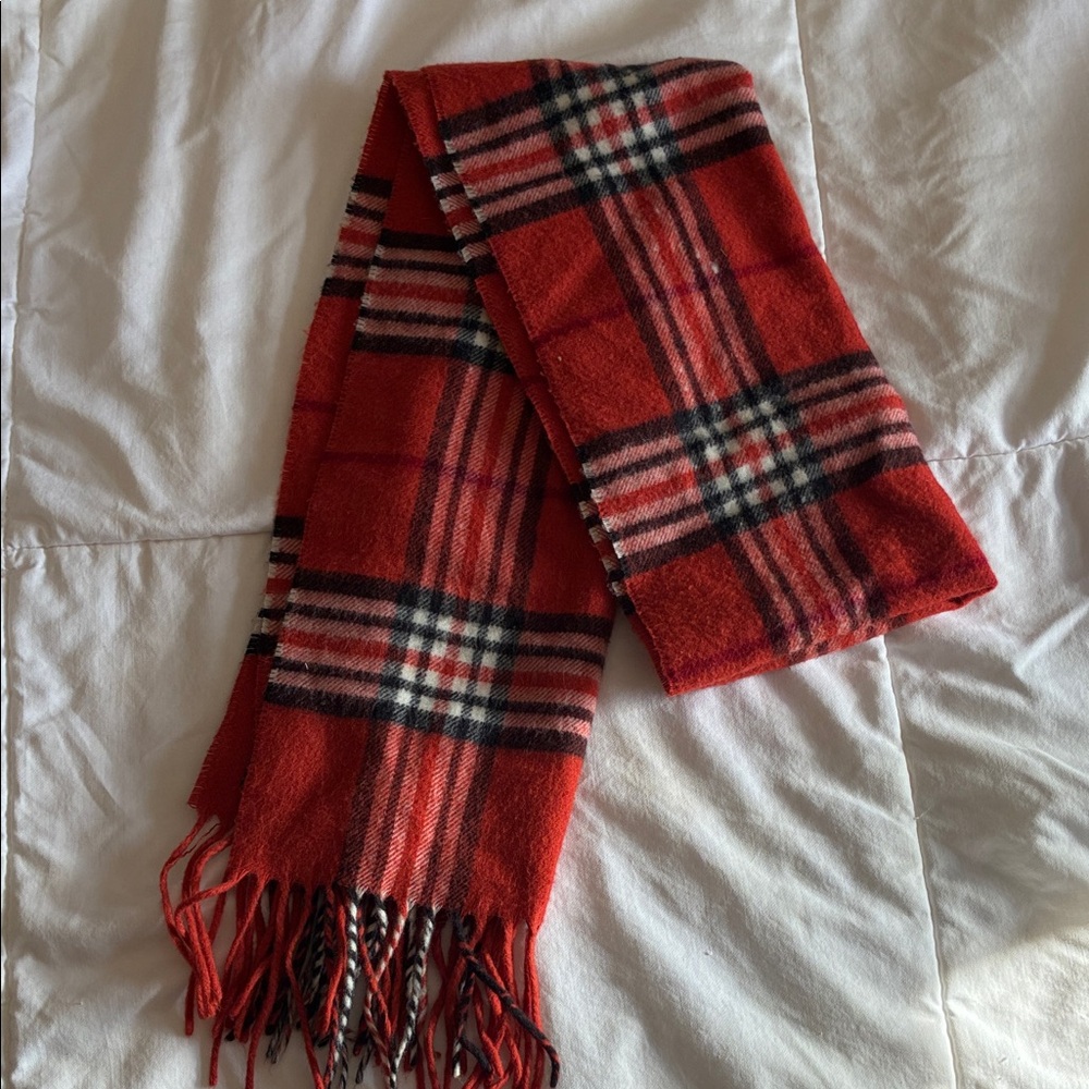 Red Plaid Fringe Scarf